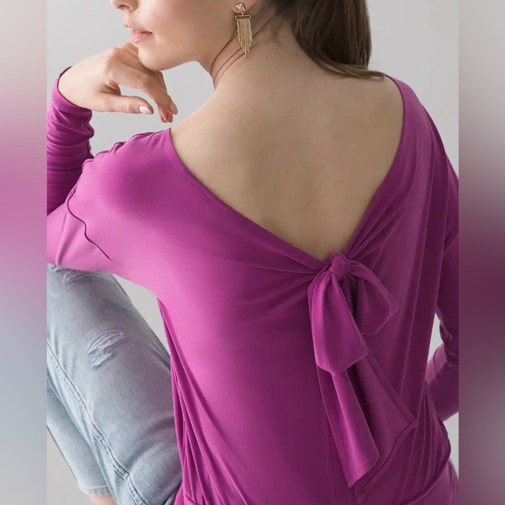 WHBM TIE BACK VIOLET JERSEY TOP